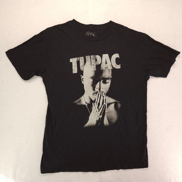 2Pac Tupac Rap Short Sleeve Graphic Crew Neck T Shirt Mens Size Large L Black - Picture 2 of 9